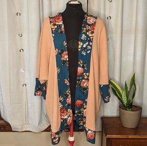 JODIFL waffle weave long open front cardigan Large